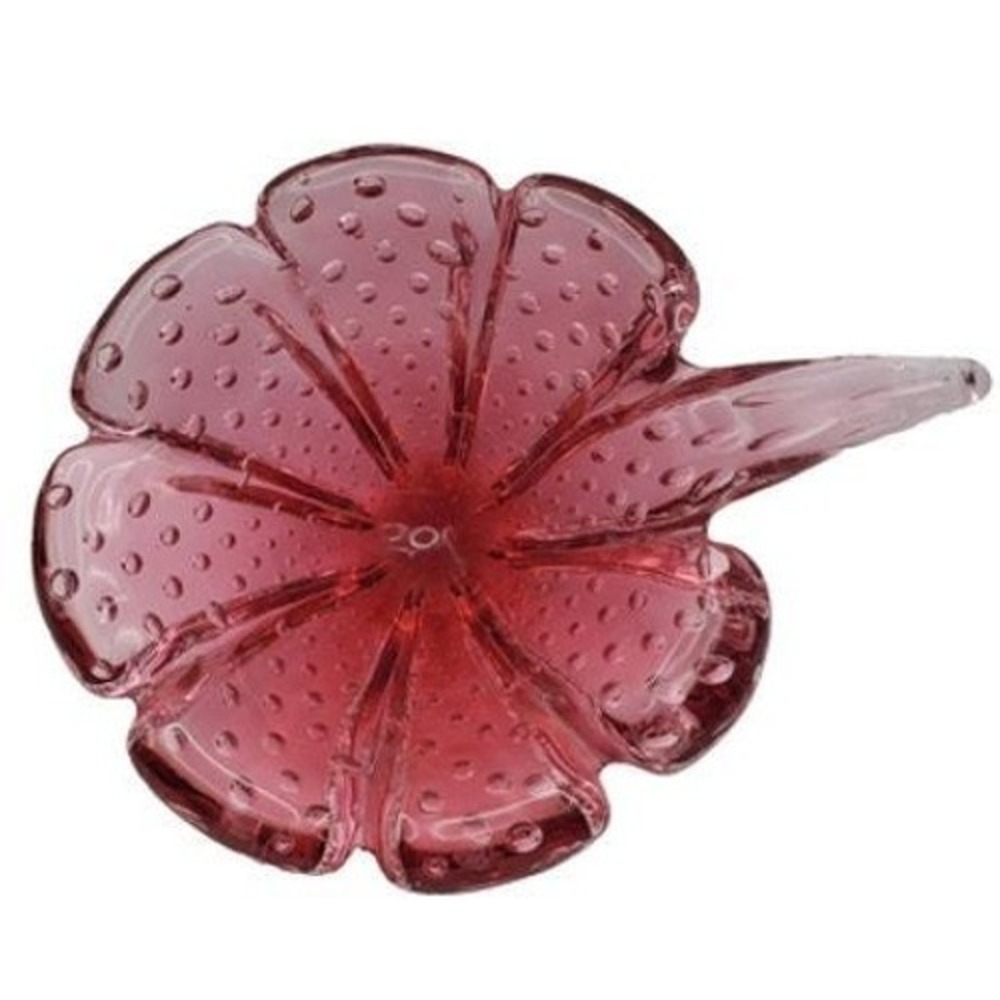 Murano Cranberry Glass Small Bowl Controlled Bubble Red Shallow Dish Handle Art